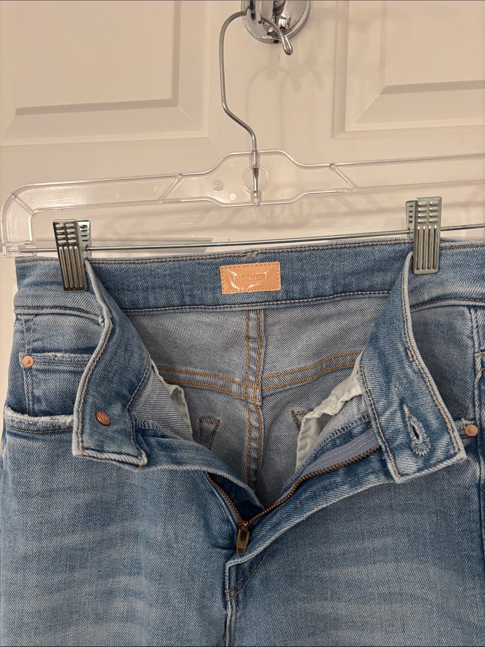 MOTHER Light Blue Cropped Frayed-Hem Jeans - Picture 8 of 12